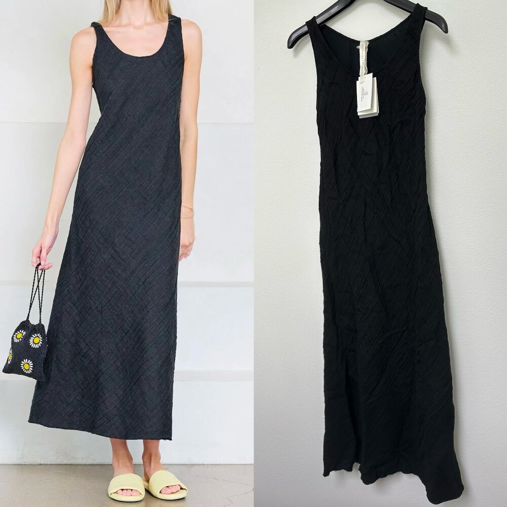 NWT Lauren Manoogian Gauzy Bias Black Tank Maxi Dress Size 2 Scoop Neck